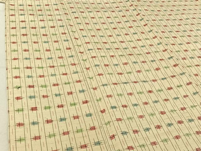 平和屋着物▽上質な紬　単衣　縞　正絹　逸品　AABF8315jh