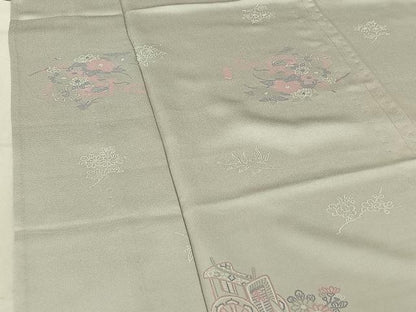 平和屋着物▽上質な小紋 単衣 御所車花文 正絹 逸品 AABF8317jh