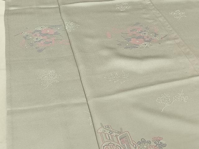 平和屋着物▽上質な小紋 単衣 御所車花文 正絹 逸品 AABF8317jh