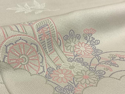 平和屋着物▽上質な小紋 単衣 御所車花文 正絹 逸品 AABF8317jh