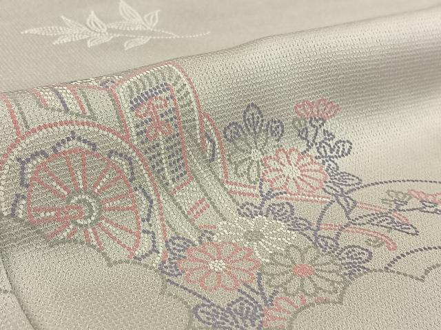 平和屋着物▽上質な小紋 単衣 御所車花文 正絹 逸品 AABF8317jh