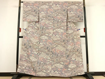 平和屋着物▽上質な小紋 単衣 辻が花 正絹 逸品 AABF8318jh