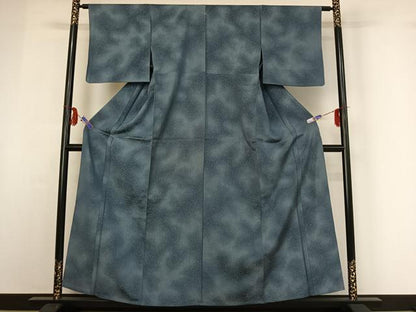 平和屋着物▽上質な小紋 単衣 霞文 暈し染め 正絹 逸品 AABF8319jh