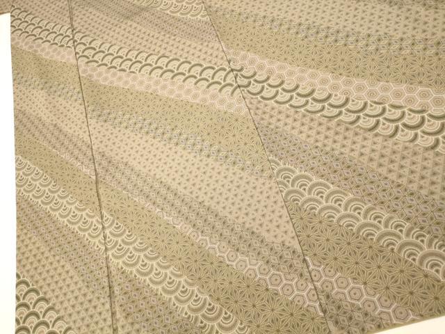 平和屋着物■上質な小紋 斜縞青海波文 正絹 逸品 AABF8323fw
