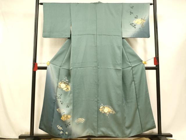 平和屋着物■訪問着 地紙草花文 暈し染め 金彩 正絹 逸品 AABF8324fw
