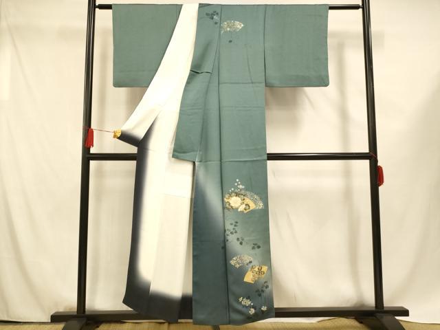 平和屋着物■訪問着 地紙草花文 暈し染め 金彩 正絹 逸品 AABF8324fw