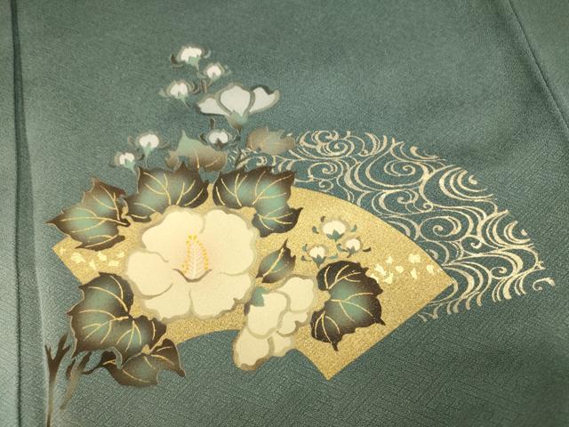 平和屋着物■訪問着 地紙草花文 暈し染め 金彩 正絹 逸品 AABF8324fw