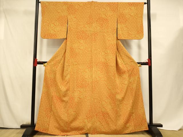 平和屋着物■上質な小紋 切嵌更紗花文 正絹 逸品 AABF8326fw
