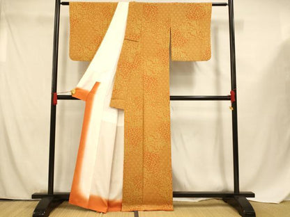 平和屋着物■上質な小紋 切嵌更紗花文 正絹 逸品 AABF8326fw