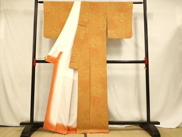 平和屋着物■上質な小紋 切嵌更紗花文 正絹 逸品 AABF8326fw