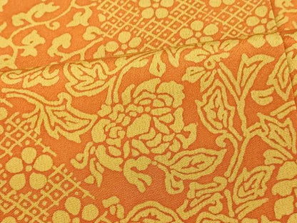 平和屋着物■上質な小紋 切嵌更紗花文 正絹 逸品 AABF8326fw