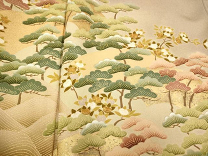 平和屋着物■豪華色留袖 駒刺繍 浜松文 暈し染め 金彩 正絹 逸品 AABF8329fw