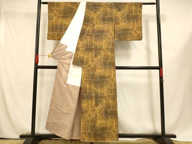 平和屋着物■上質な小紋 幾何学文様 暈し染め 正絹 逸品 AABF8330fw