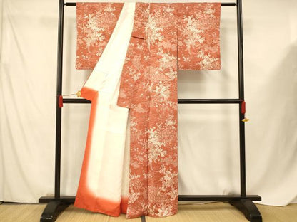 平和屋着物■上質な小紋 草花扇子文 正絹 逸品 AABF8332fw