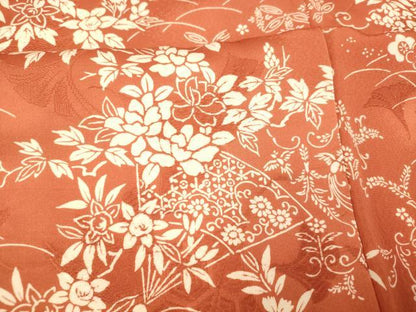 平和屋着物■上質な小紋 草花扇子文 正絹 逸品 AABF8332fw