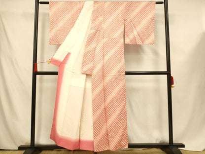 平和屋着物■上質な小紋　総絞り　霞文　暈し染め　正絹　逸品　AABF8333fw