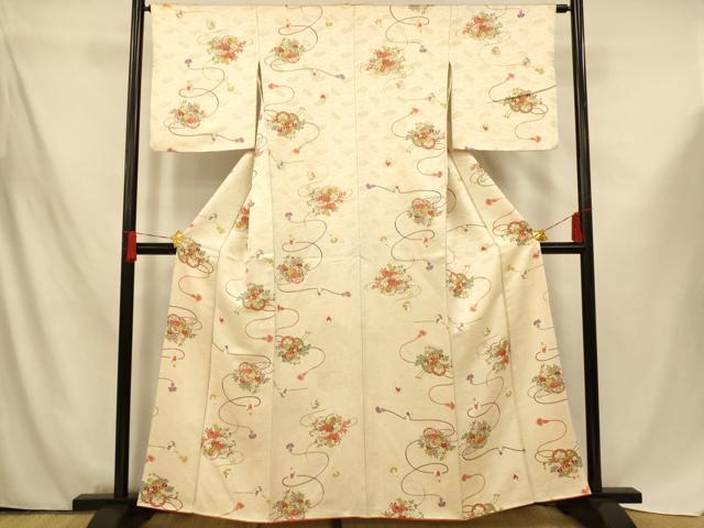 平和屋着物■上質な小紋 花車童子文 金通し地 正絹 逸品 AABF8335fw
