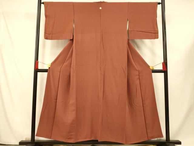 平和屋着物■上質な色無地 作家物 草木あしび染め 雀茶色 正絹 逸品 AABF8341fw