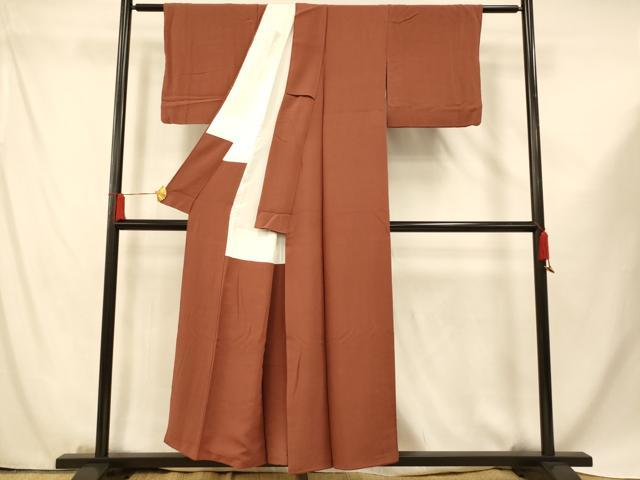 平和屋着物■上質な色無地 作家物 草木あしび染め 雀茶色 正絹 逸品 AABF8341fw