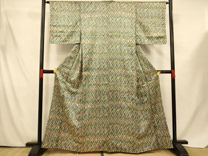 平和屋着物■上質な小紋 芝菱文 正絹 逸品 未使用 AABF8346fw