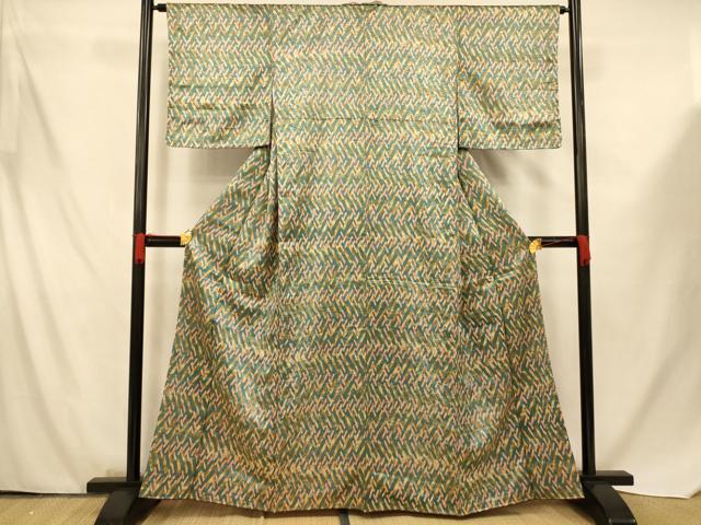 平和屋着物■上質な小紋 芝菱文 正絹 逸品 未使用 AABF8346fw