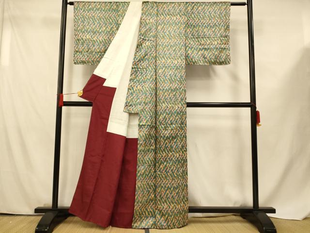 平和屋着物■上質な小紋 芝菱文 正絹 逸品 未使用 AABF8346fw