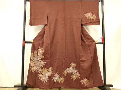 平和屋着物■訪問着 刺繍 草花文 正絹 逸品 AABF8363fw