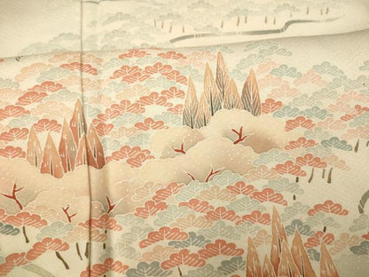 平和屋着物■訪問着 浜松文 暈し染め 反端付き 正絹 逸品 AABF8368fw
