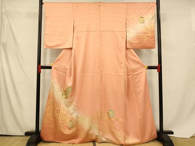 平和屋着物■訪問着 雪輪草花文 暈し染め 金銀彩 正絹 逸品 AABF8372fw