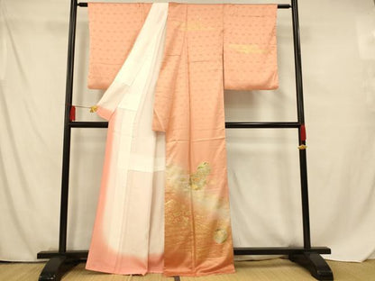 平和屋着物■訪問着 雪輪草花文 暈し染め 金銀彩 正絹 逸品 AABF8372fw