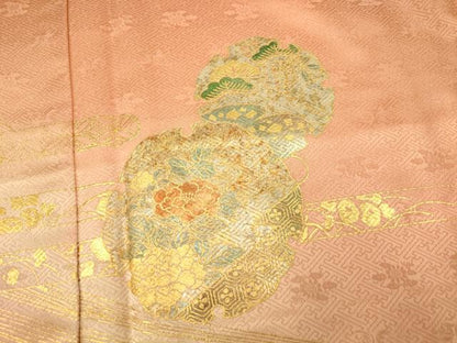 平和屋着物■訪問着 雪輪草花文 暈し染め 金銀彩 正絹 逸品 AABF8372fw