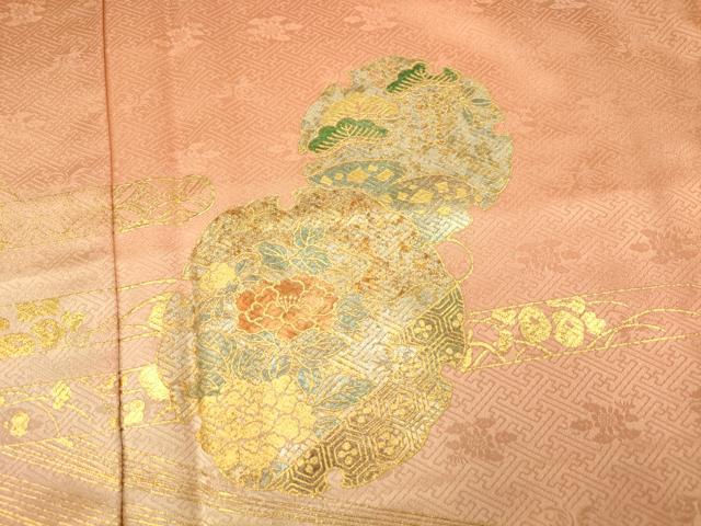 平和屋着物■訪問着 雪輪草花文 暈し染め 金銀彩 正絹 逸品 AABF8372fw