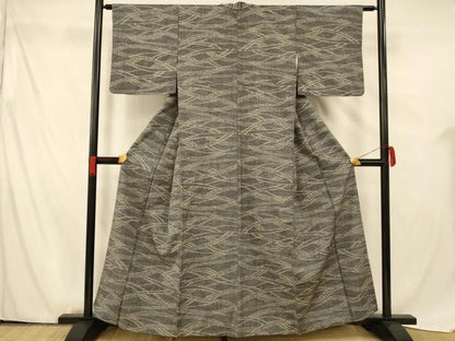 平和屋着物■上質な紬 幾何学文様 正絹 逸品 AABF8382fw