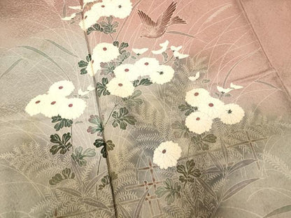 平和屋着物■訪問着 花鳥籬文 暈し染め 金彩 正絹 逸品 AABF8386fw