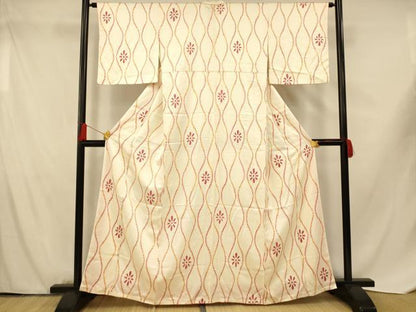 平和屋着物■上質な小紋 絞り 立涌花文 正絹 逸品 AABF8395fw