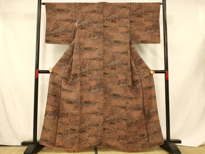 平和屋着物■上質な小紋 風景文 正絹 逸品 AABF8400fw