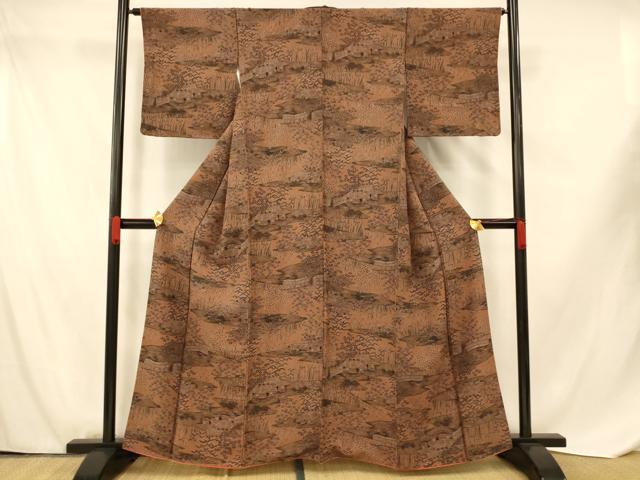 平和屋着物■上質な小紋 風景文 正絹 逸品 AABF8400fw