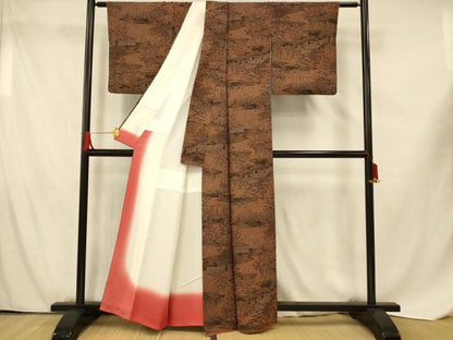平和屋着物■上質な小紋 風景文 正絹 逸品 AABF8400fw