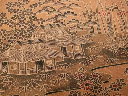 平和屋着物■上質な小紋 風景文 正絹 逸品 AABF8400fw
