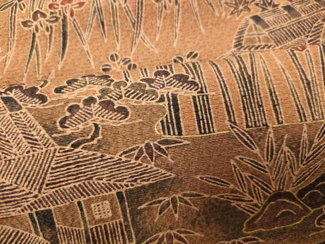 平和屋着物■上質な小紋 風景文 正絹 逸品 AABF8400fw