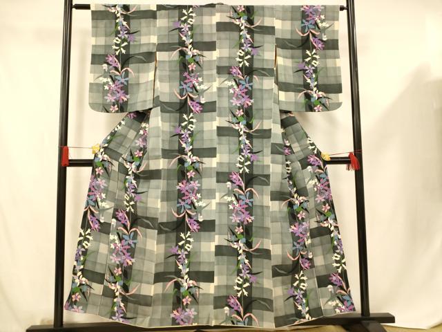 平和屋着物■上質な小紋 枝垂れ花文 正絹 逸品 AABF8406fw