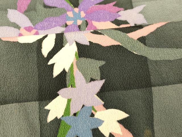 平和屋着物■上質な小紋 枝垂れ花文 正絹 逸品 AABF8406fw