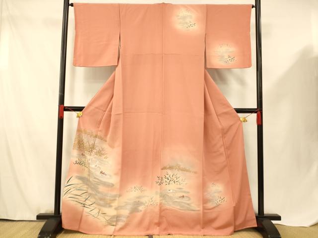 平和屋着物■訪問着　手描き　鴛鴦光琳水文　暈し染め　金銀彩　正絹　逸品　AABF8444fw
