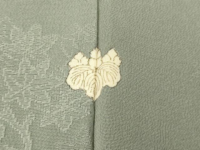 平和屋着物■上質な色無地　枝花扇子地紋　秘色色　正絹　逸品　AABF8445fw