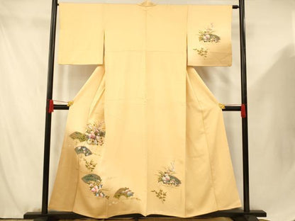 平和屋着物■訪問着 花車扇子文 暈し染め 金彩 正絹 逸品 AABF8455fw