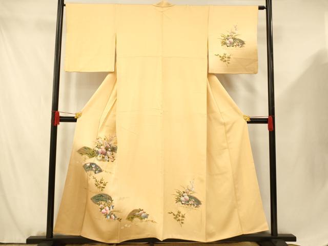 平和屋着物■訪問着 花車扇子文 暈し染め 金彩 正絹 逸品 AABF8455fw