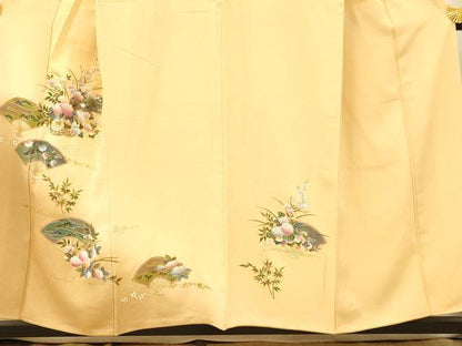 平和屋着物■訪問着 花車扇子文 暈し染め 金彩 正絹 逸品 AABF8455fw
