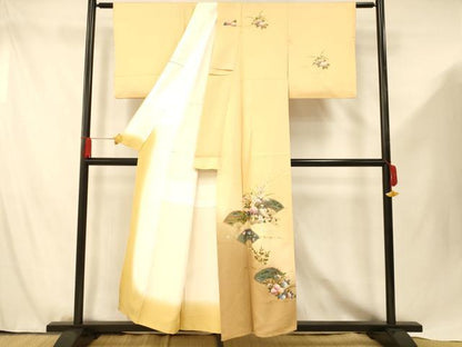 平和屋着物■訪問着 花車扇子文 暈し染め 金彩 正絹 逸品 AABF8455fw