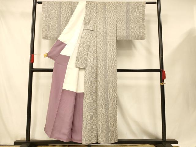 平和屋着物■上質な小紋　格子　正絹　逸品　AABF8456fw
