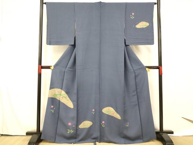 平和屋着物■訪問着 作家物 手描き 刺繍 草花文 金彩 正絹 逸品 AABF8465fw